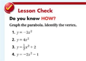 Graph, identify the vertex, domain and range. 